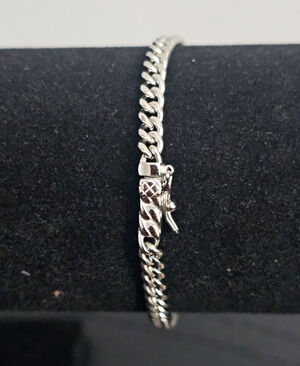 7in Stainless Steel-4.2mm Cuban Link Bracelet w/double lock Box lock